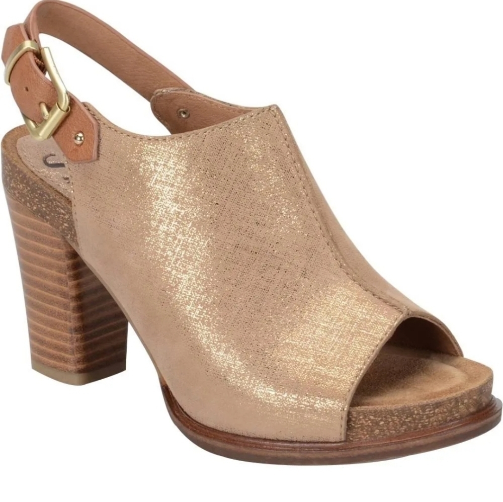 Sofft Women Cindra Sling BackAnkle Leather Heeled Sandals Open Toe Shoes Sz 7.5M